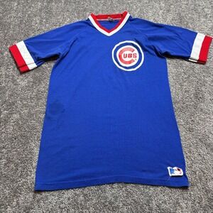 Vintage Chicago Cubs Ringer Tee XL Blue Sand Knit 70s 80s T-Shirt Made USA *READ